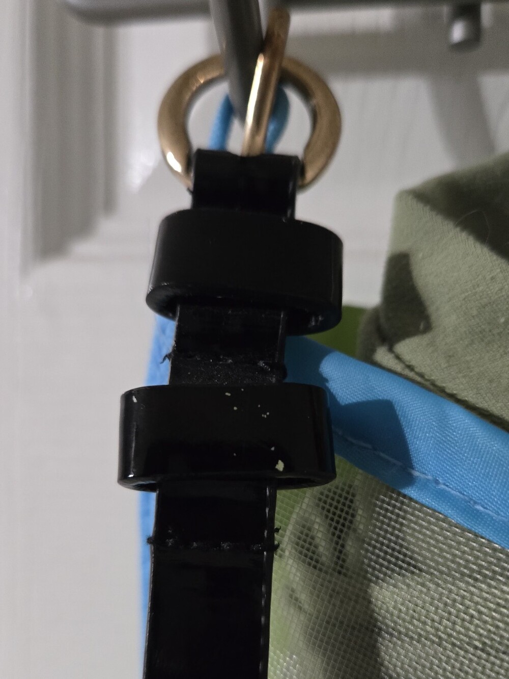 Vintage Skinny Black Patent Leather Belt S